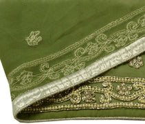 Vintage Saree Border Indian Craft Trim Hand Beaded Beads Green Ribbon Lace
