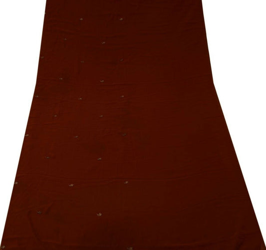 Indian Art Silk Vintage Sari Remnant Scrap Fabric for Sewing Craft Dark Rust