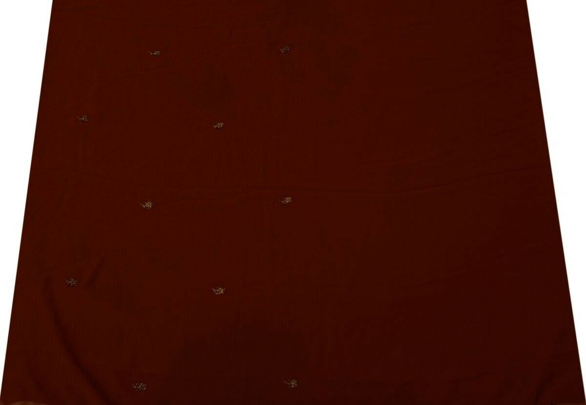 Indian Art Silk Vintage Sari Remnant Scrap Fabric for Sewing Craft Dark Rust