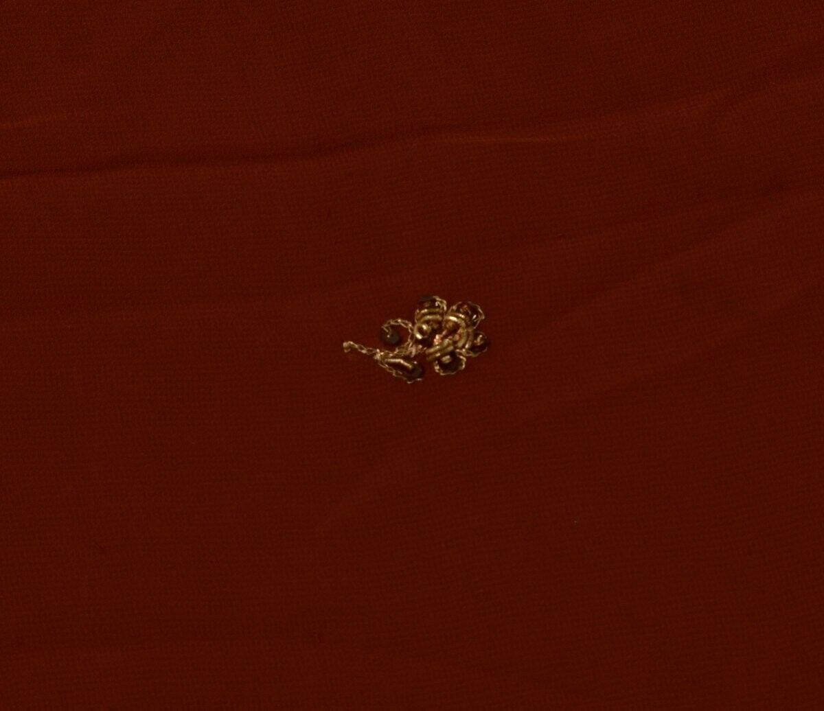 Indian Art Silk Vintage Sari Remnant Scrap Fabric for Sewing Craft Dark Rust