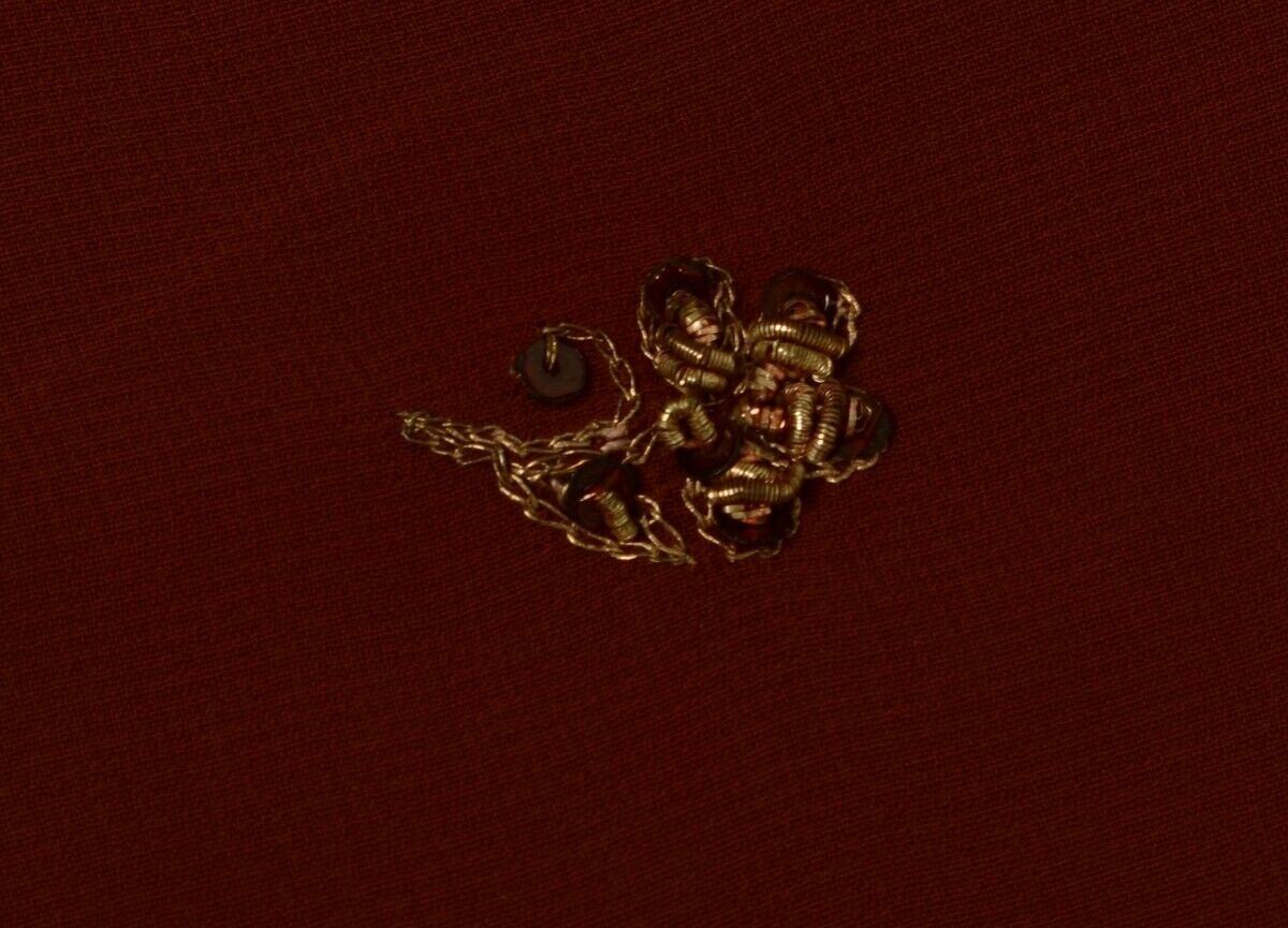 Indian Art Silk Vintage Sari Remnant Scrap Fabric for Sewing Craft Dark Rust