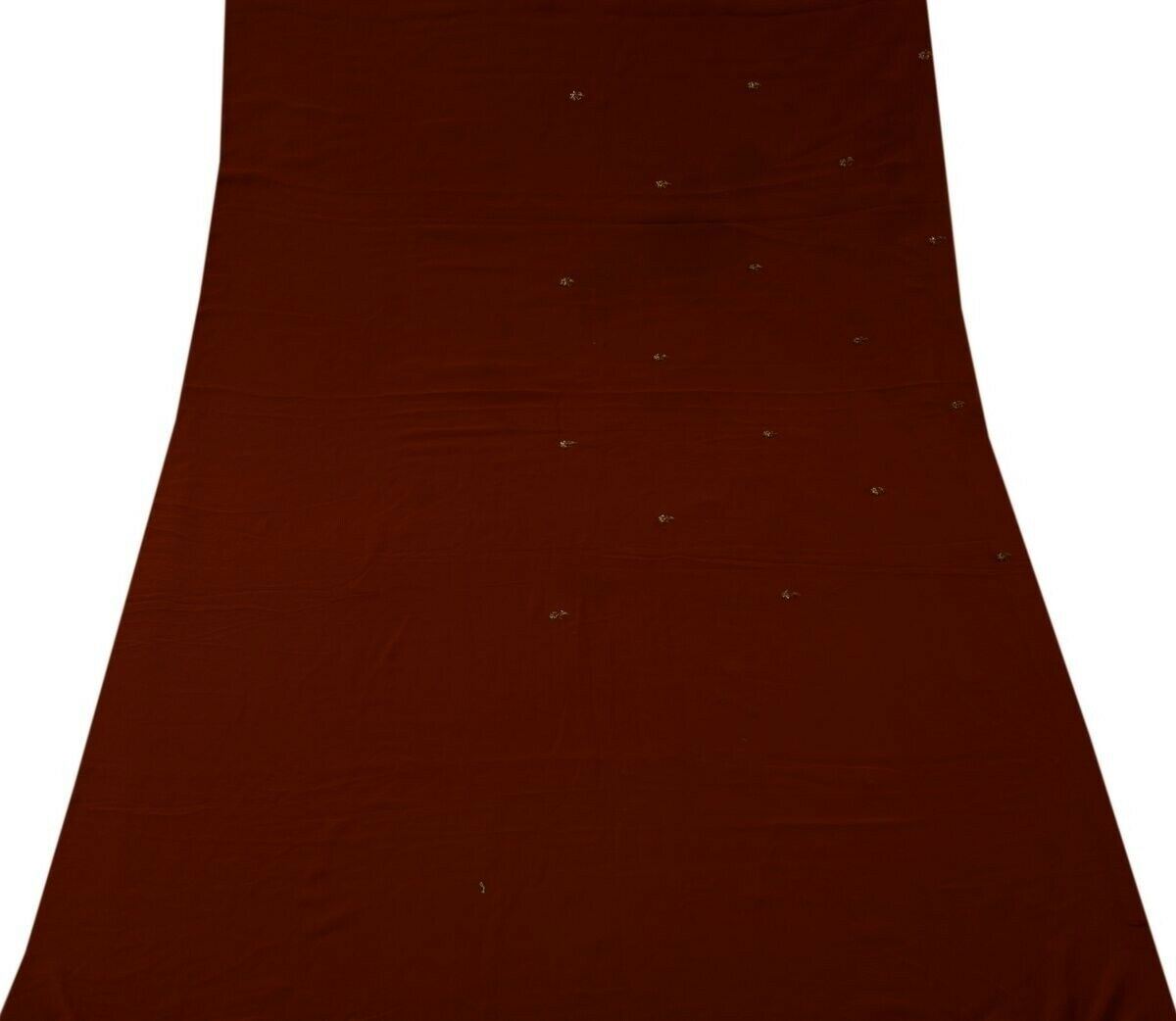 Indian Art Silk Vintage Sari Remnant Scrap Fabric for Sewing Craft Dark Rust