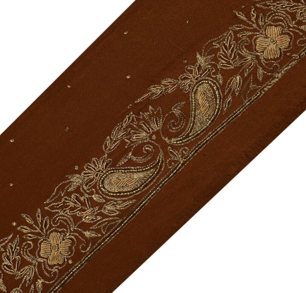 Vintage Sari Border Indian Craft Trim Hand Beaded Zardozi Zari Embroidered Lace