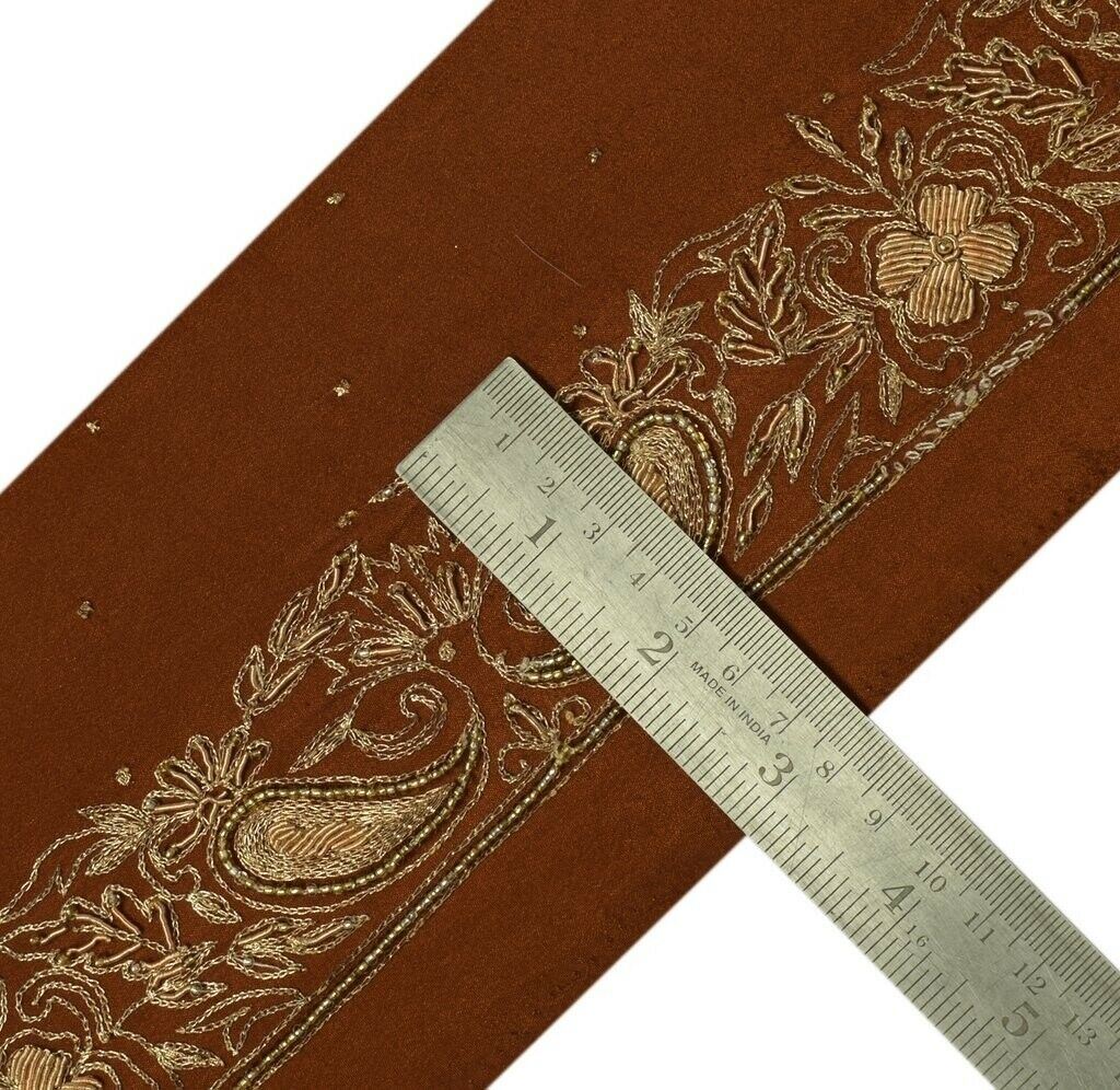 Vintage Sari Border Indian Craft Trim Hand Beaded Zardozi Zari Embroidered Lace
