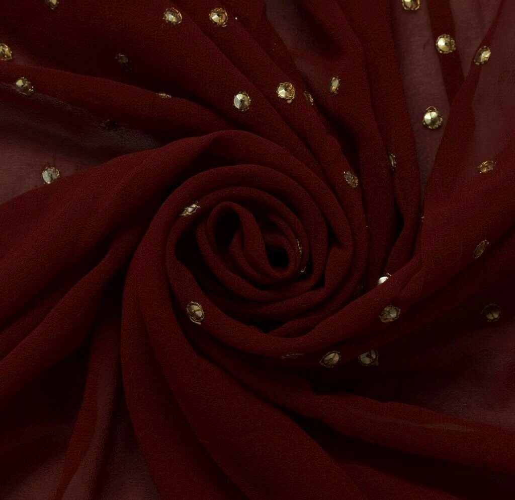 100% Pure Georgette Silk Vintage Sari Remnant Scrap Fabric for Sewing Craft