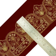 Vintage Saree Border Indian Craft Trim Hand Embroidered Maroon Ribbon Lace