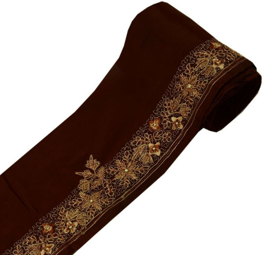 Vintage Saree Border Indian Craft Trim Embroidered Coffee Sewing Ribbon Lace