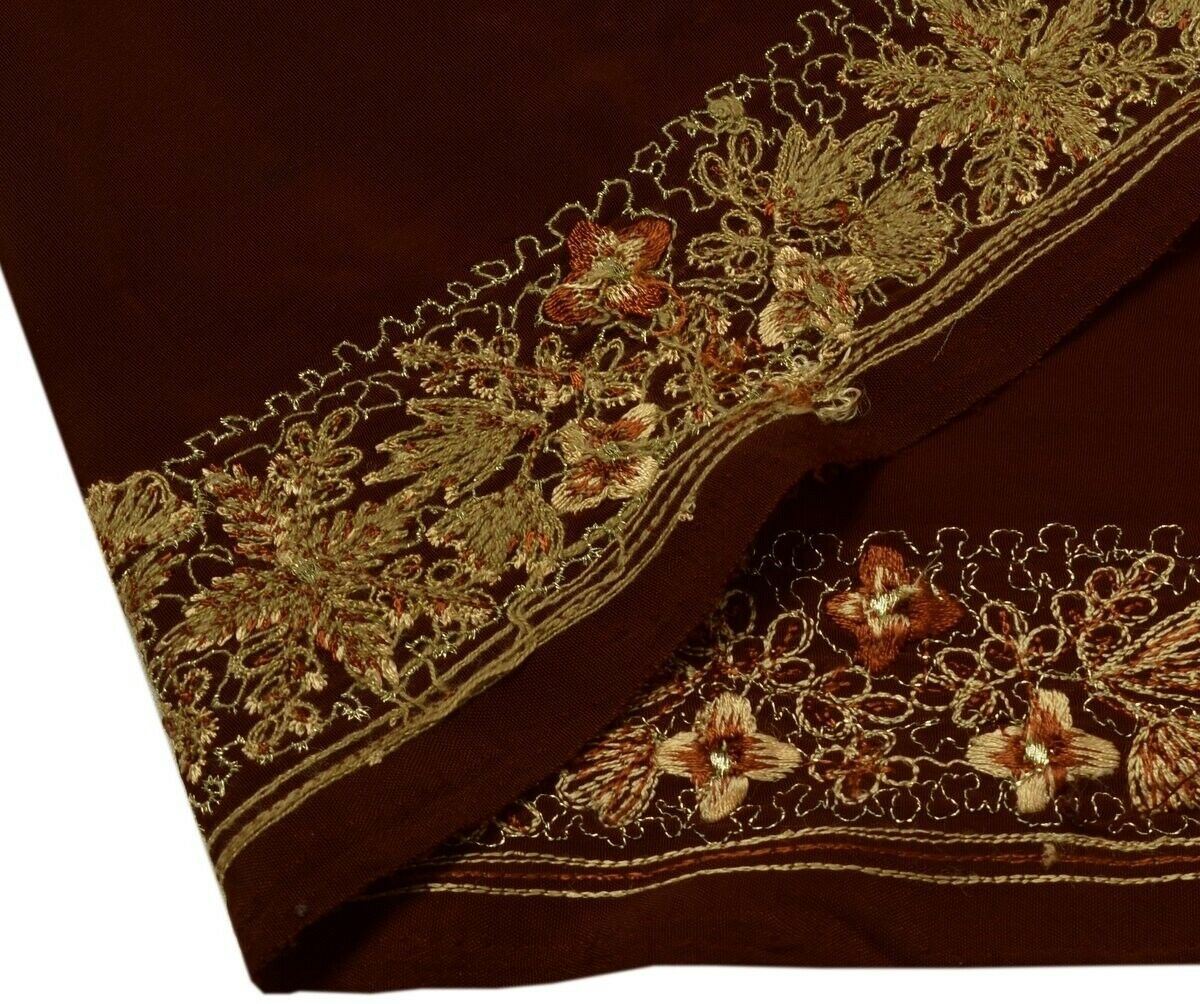 Vintage Saree Border Indian Craft Trim Embroidered Coffee Sewing Ribbon Lace