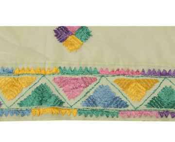 Vintage Sari Border Indian Craft Sewing Trim Hand Embroidered Ribbon Lace Cream