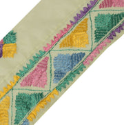 Vintage Sari Border Indian Craft Sewing Trim Hand Embroidered Ribbon Lace Cream