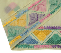 Vintage Sari Border Indian Craft Sewing Trim Hand Embroidered Ribbon Lace Cream