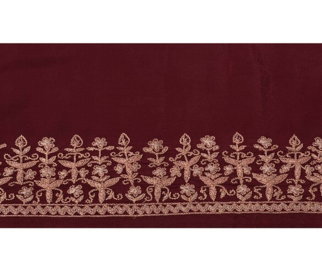 Vintage Sari Border Indian Craft Trim Hand Embroidered Ribbon Lace Magenta