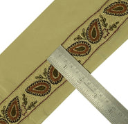 Vintage Sari Border Indian Craft Trim Hand Beaded Embroidered Ribbon Lace Green