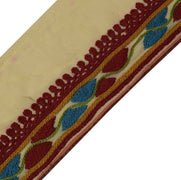 Vintage Sari Border Indian Craft Sewing Trim Embroidered Ribbon Lace Cream
