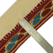 Vintage Sari Border Indian Craft Sewing Trim Embroidered Ribbon Lace Cream