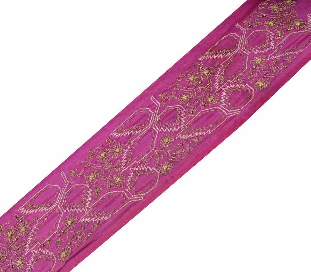 Vintage Saree Border Indian Craft Trim Antique Embroidered Ribbon Lace Magenta