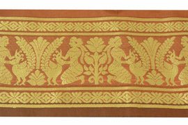 Vintage Saree Border Indian Craft Trim Antique Lady Peacock Woven Ribbon Lace