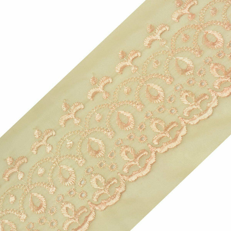 Vintage Saree Border Indian Craft Trim Antique Embroidered Cut Work Ribbon Lace