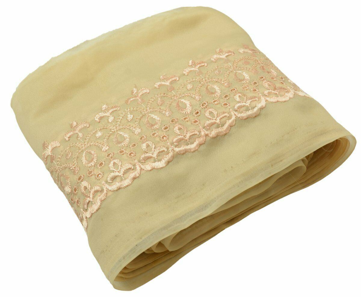 Vintage Saree Border Indian Craft Trim Antique Embroidered Cut Work Ribbon Lace