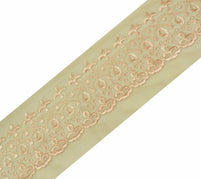 Vintage Saree Border Indian Craft Trim Antique Embroidered Cut Work Ribbon Lace