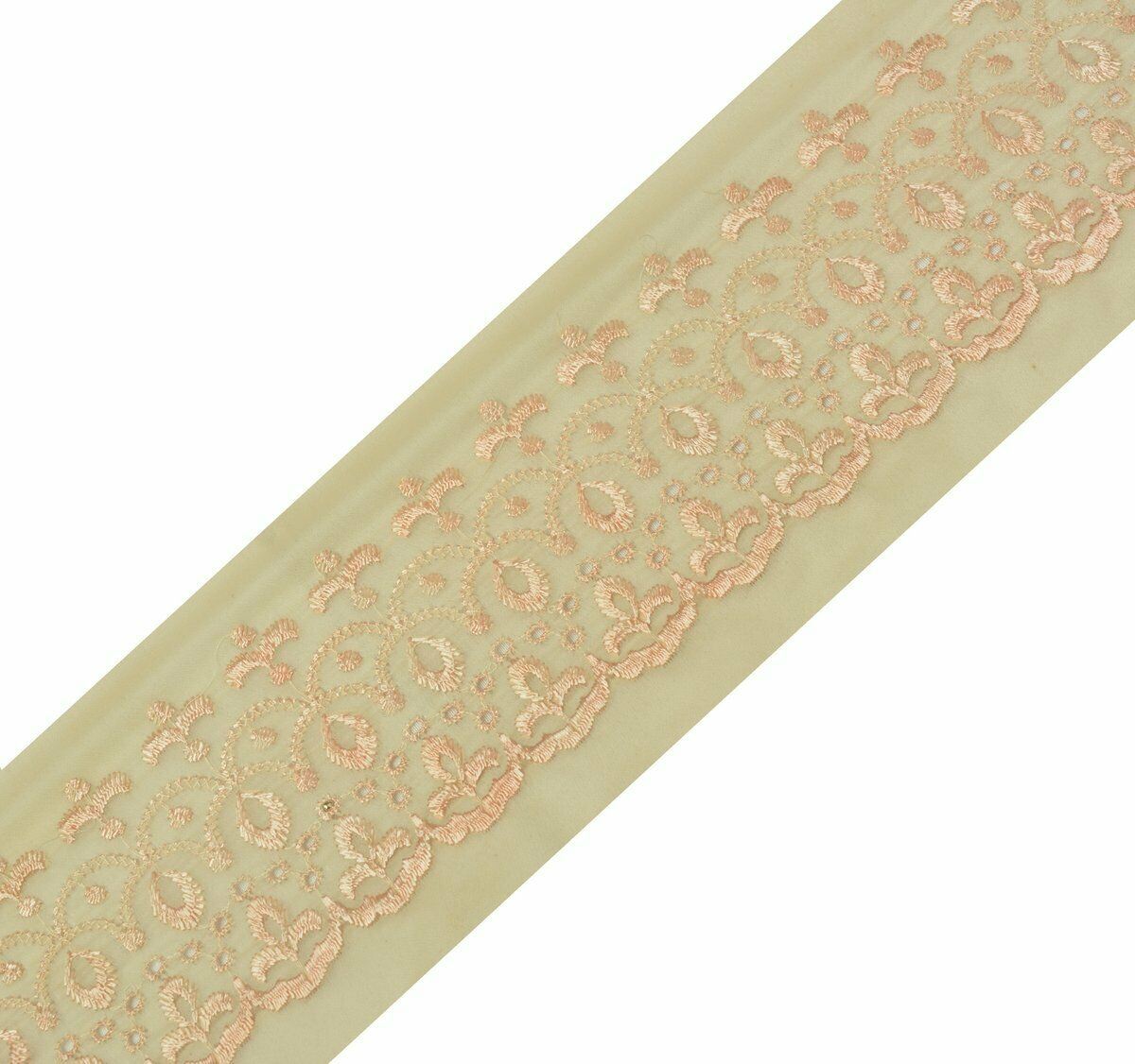 Vintage Saree Border Indian Craft Trim Antique Embroidered Cut Work Ribbon Lace