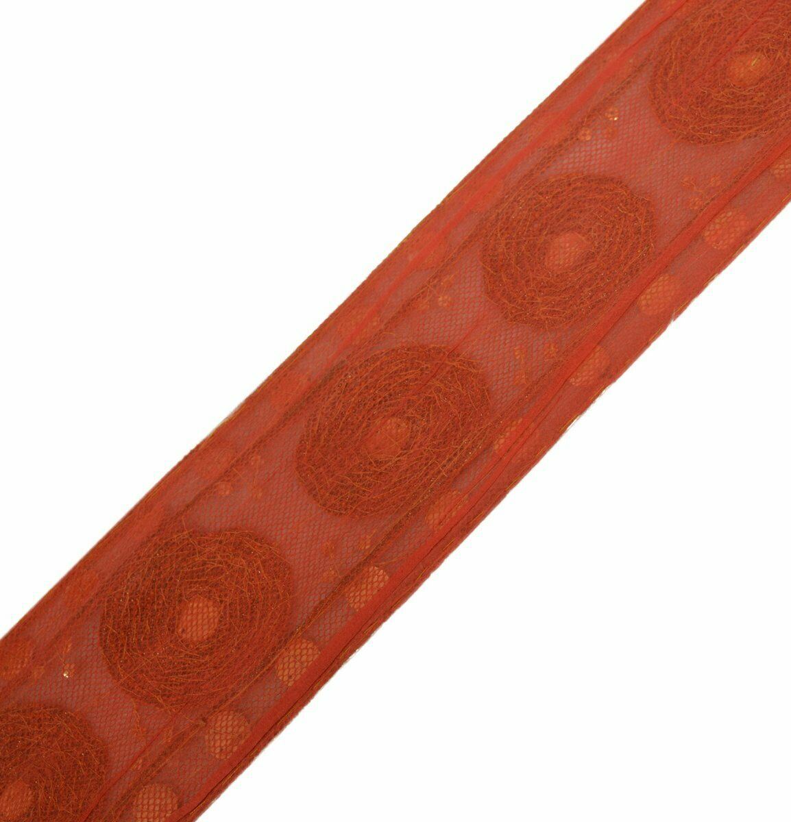 Vintage Saree Border Indian Craft Trim Antique Gota Patti Net Ribbon Lace Orange