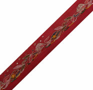 Vintage Saree Border Indian Craft Trim Antique Embroidered Beaded Maroon Ribbon