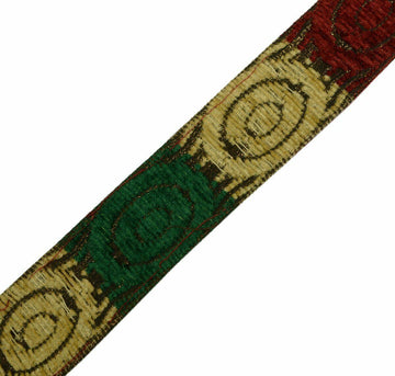 Vtg Saree Border Indian Craft Trim Antique Copper Zari Woven Multi Color Lace