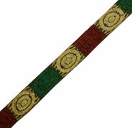 Vtg Saree Border Indian Craft Trim Antique Copper Zari Woven Multi Color Lace