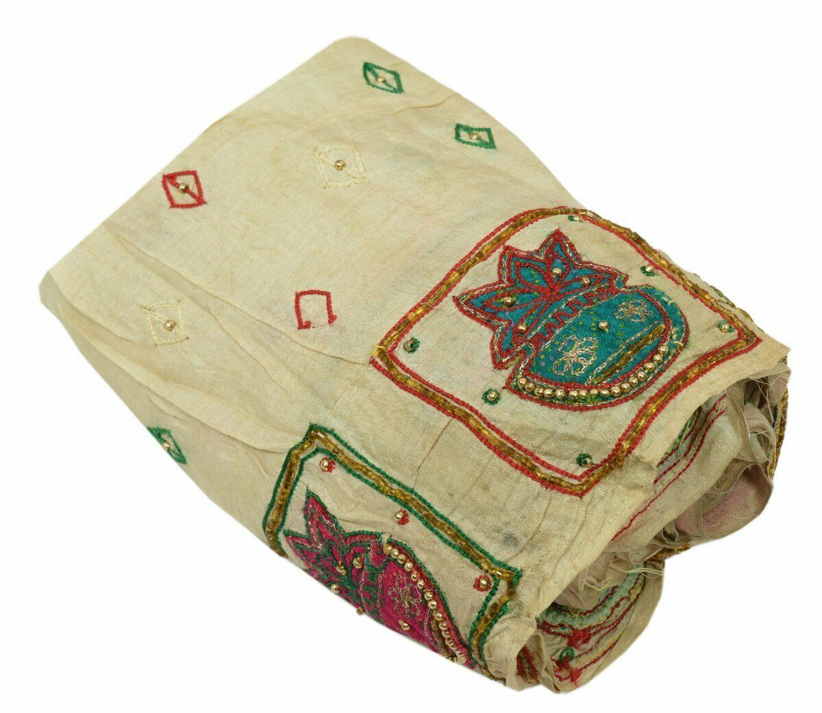 Vintage Saree Border Indian Craft Trim Antique Beaded Patchwork Kalash Ribbon