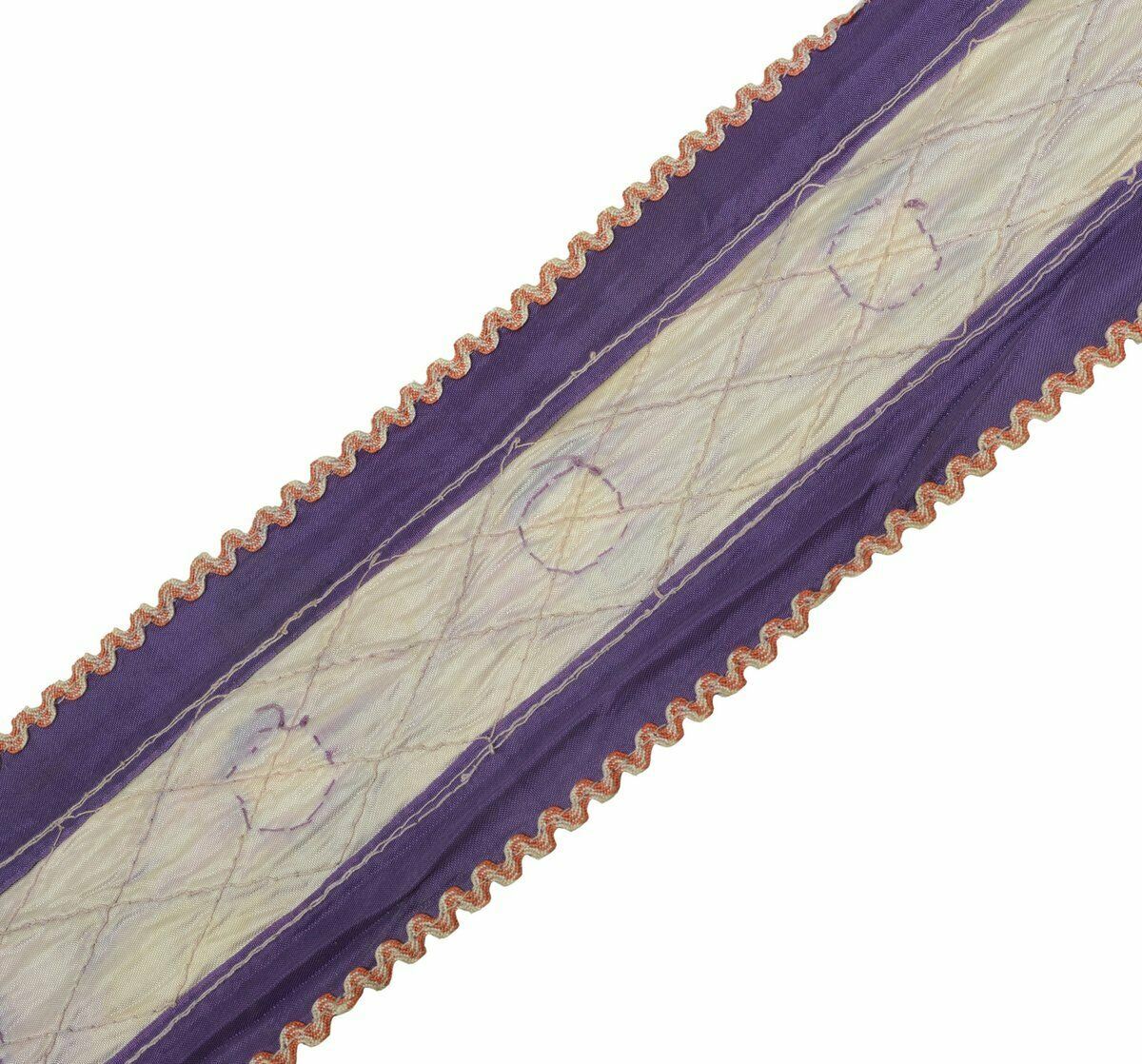Vtg Saree Border Indian Craft Trim Antique Embroidered Patch Work Lace Ribbon