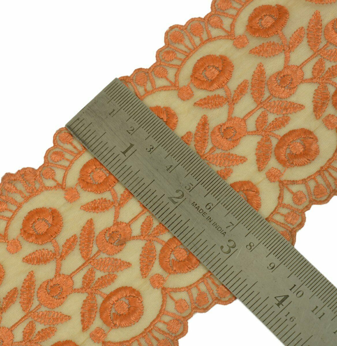 Vintage Saree Border Indian Craft Trim Antique Embroidered Floral Ribbon lace