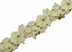 Vtg Saree Border Indian Craft Trim Antique Hand Beaded Floral Ribbon Lace Cream