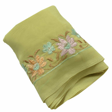 Antique Vintage Saree Border Indian Craft Trim Embroidered Floral Green Ribbon