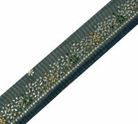 Antique Vintage Saree Border Craft Trim Hand Beaded Gota Patti Stone Blue Lace