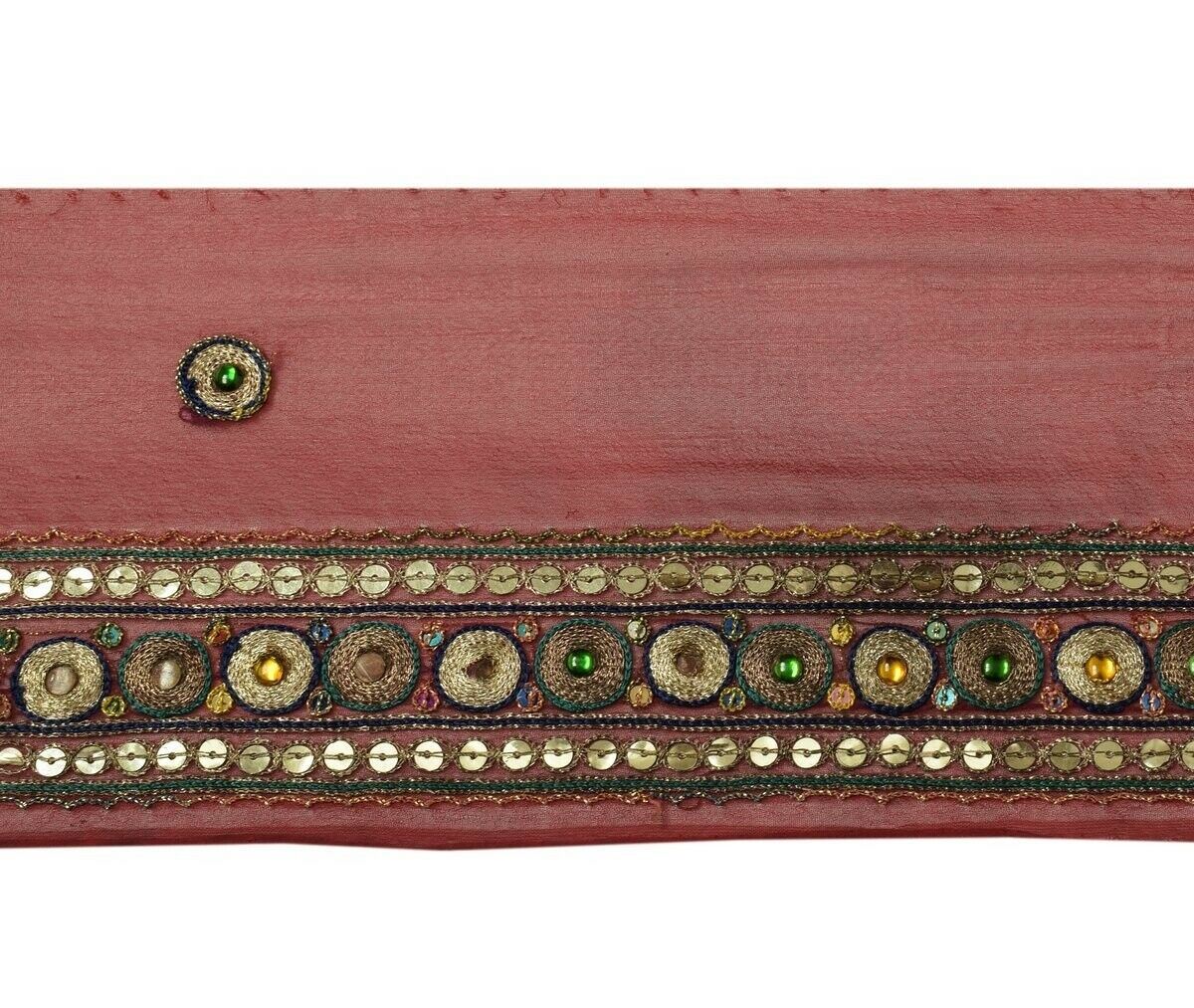 2" W Vintage Sari Border Indian Craft Trim Embroidered Maroon Sewing Ribbon Lace
