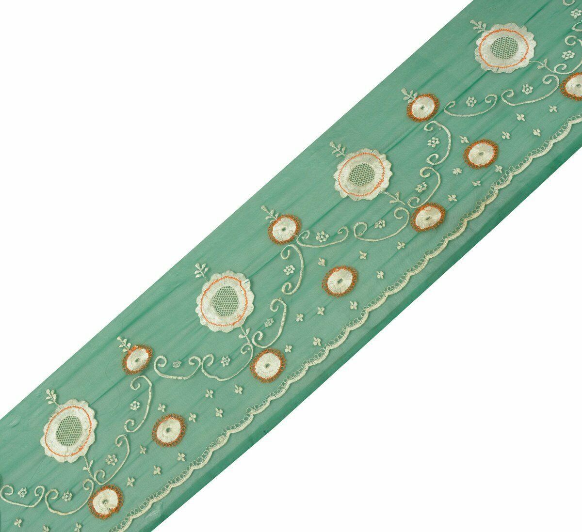 Vintage Saree Border Indian Craft Trim Antique Embroidered Floral Lace Ribbon