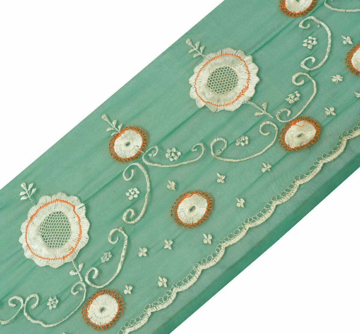 Vintage Saree Border Indian Craft Trim Antique Embroidered Floral Lace Ribbon