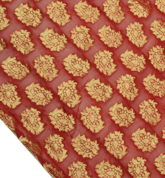 Vintage Saree Multi Purpose Fabric Piece Sew Craft Woven Pailey Motifs Maroon