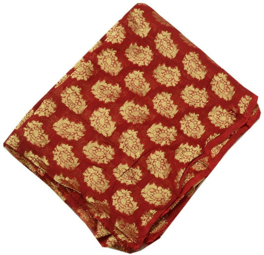 Vintage Saree Multi Purpose Fabric Piece Sew Craft Woven Pailey Motifs Maroon