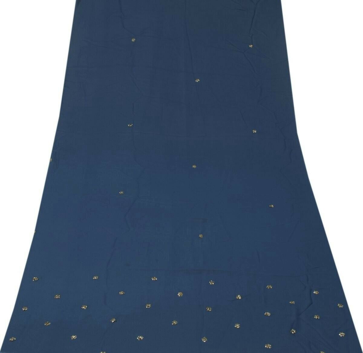 Blend Georgette Silk Vintage Sari Remnant Scrap Fabric for Sew Craft Bluish Gray