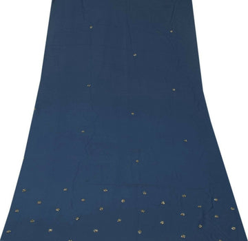 Blend Georgette Silk Vintage Sari Remnant Scrap Fabric for Sew Craft Bluish Gray