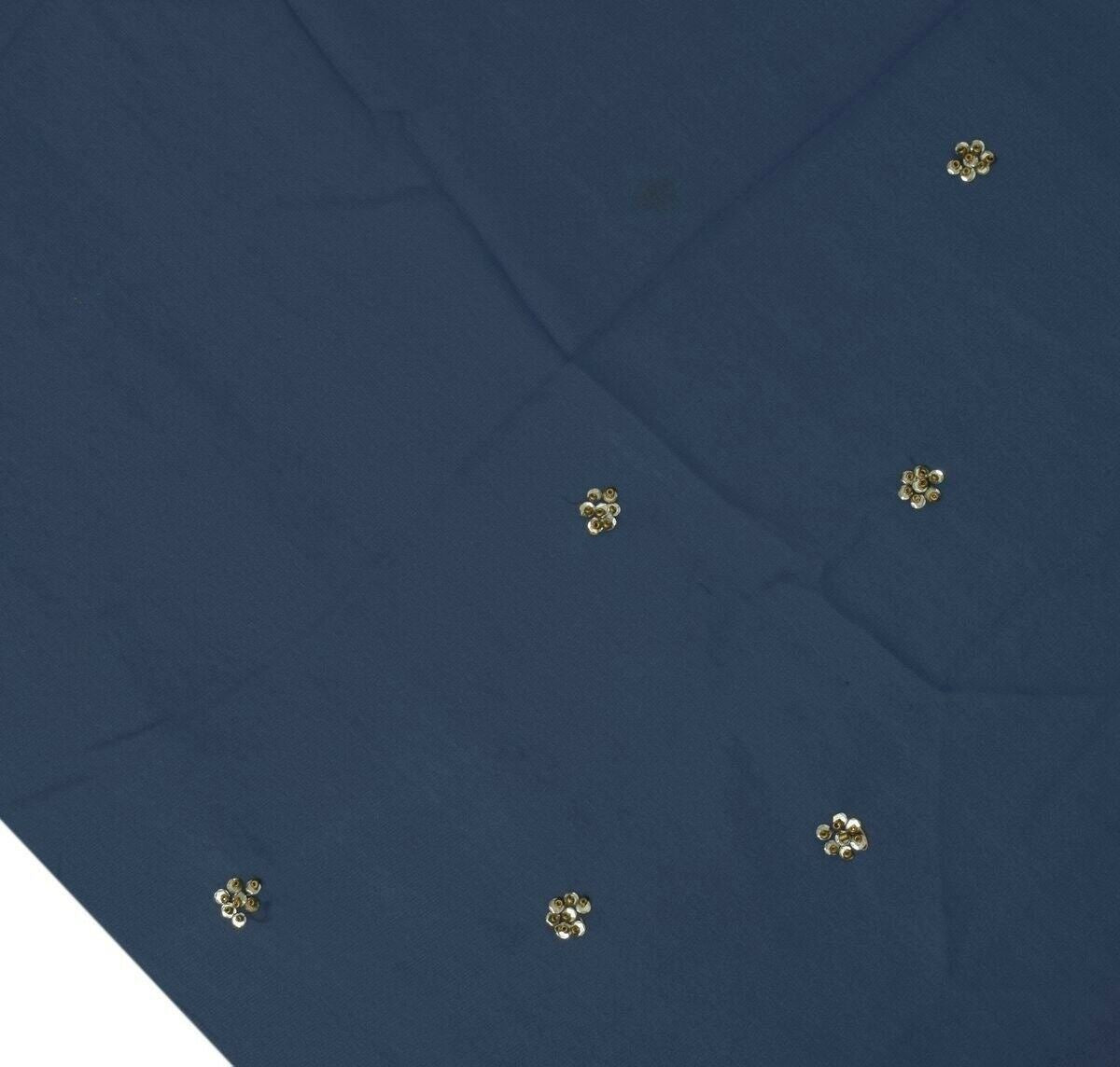 Blend Georgette Silk Vintage Sari Remnant Scrap Fabric for Sew Craft Bluish Gray