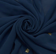 Blend Georgette Silk Vintage Sari Remnant Scrap Fabric for Sew Craft Bluish Gray
