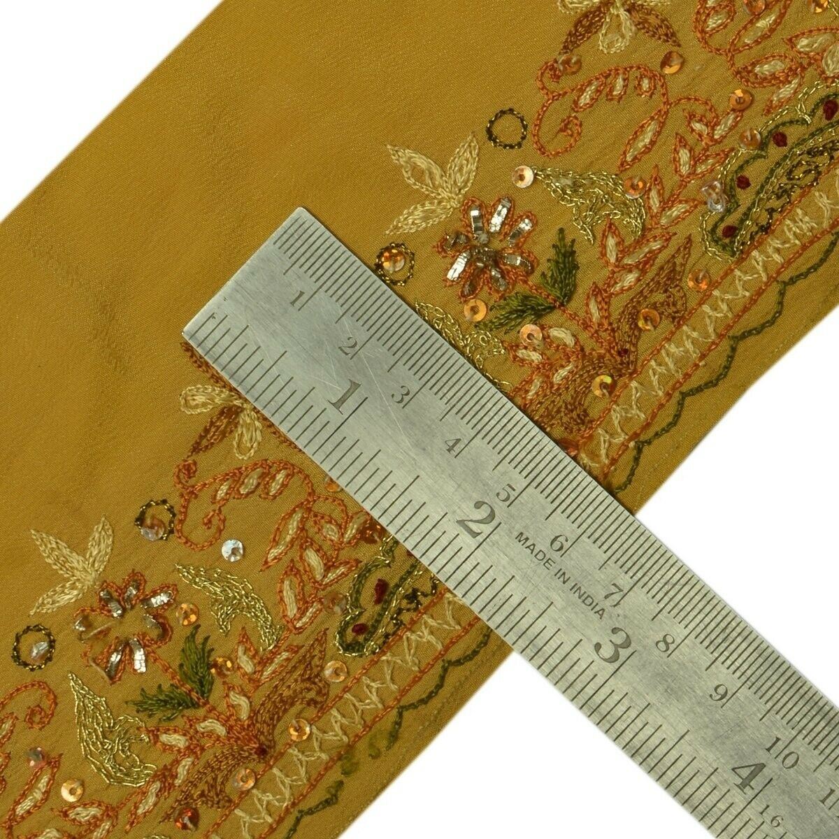 Vintage Sari Border Indian Craft Trim Hand Embroidered Cream Sewing Ribbon Lace