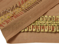 Vintage Sari Border Indian Craft Trim Hand Beaded Embroidered Ribbon Lace Brown
