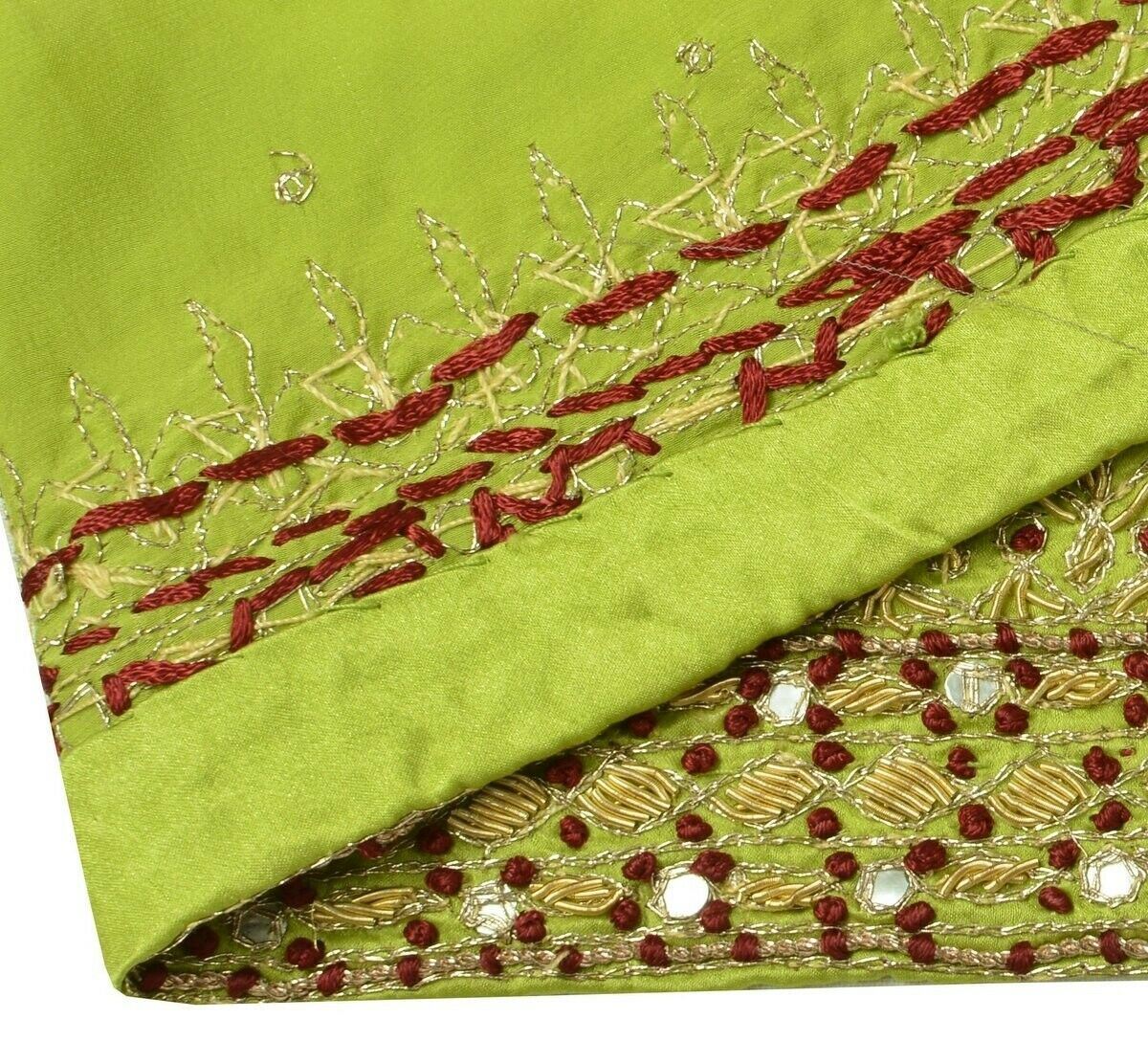Vintage Sari Border Indian Craft Trim Hand Beaded Embroidered Ribbon Lace Green