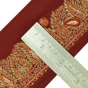 Vintage Sari Border Indian Craft Trim Hand Embroidered Beaded Ribbon Lace Maroon