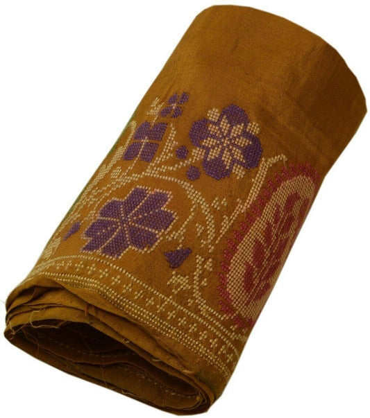 Vintage Sari Border Indian Craft Trim Woven Paisley Pure Silk Ribbon Lace Rust