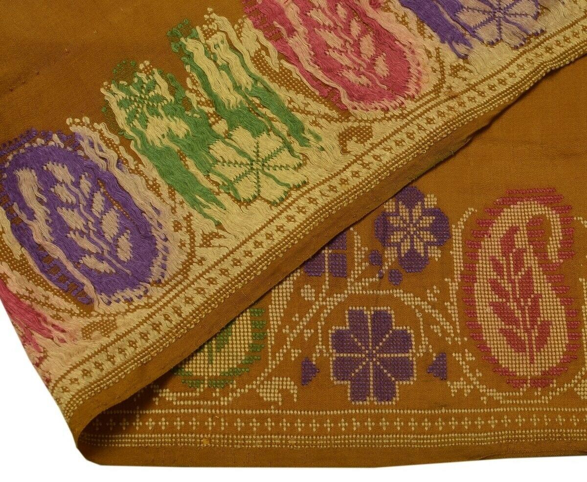 Vintage Sari Border Indian Craft Trim Woven Paisley Pure Silk Ribbon Lace Rust